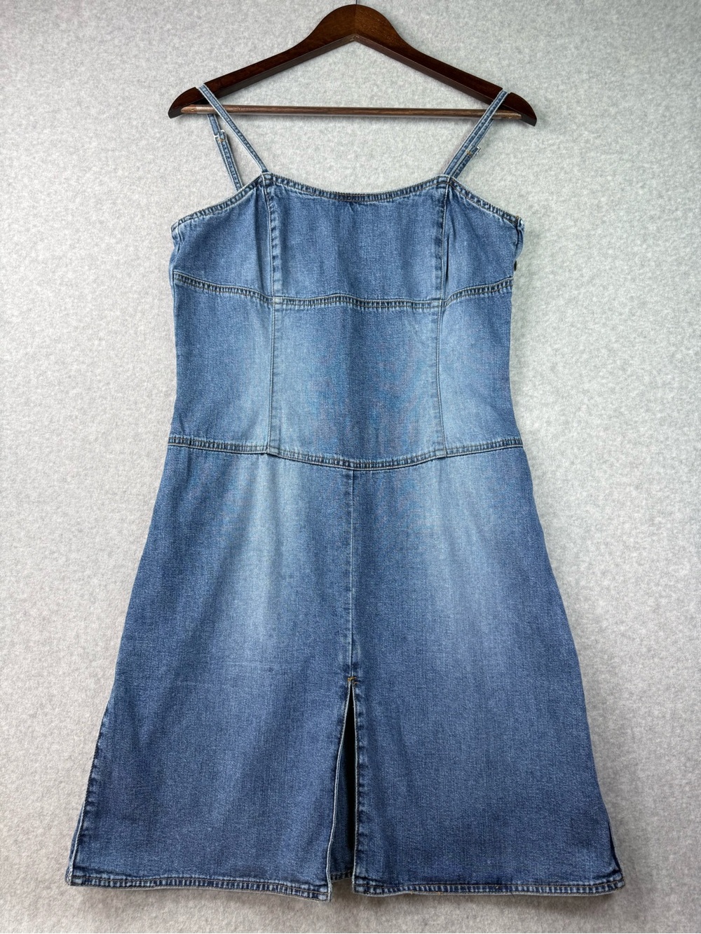 Tommy Hilfiger Blue Denim Slip Dress with Center Front Slit Large